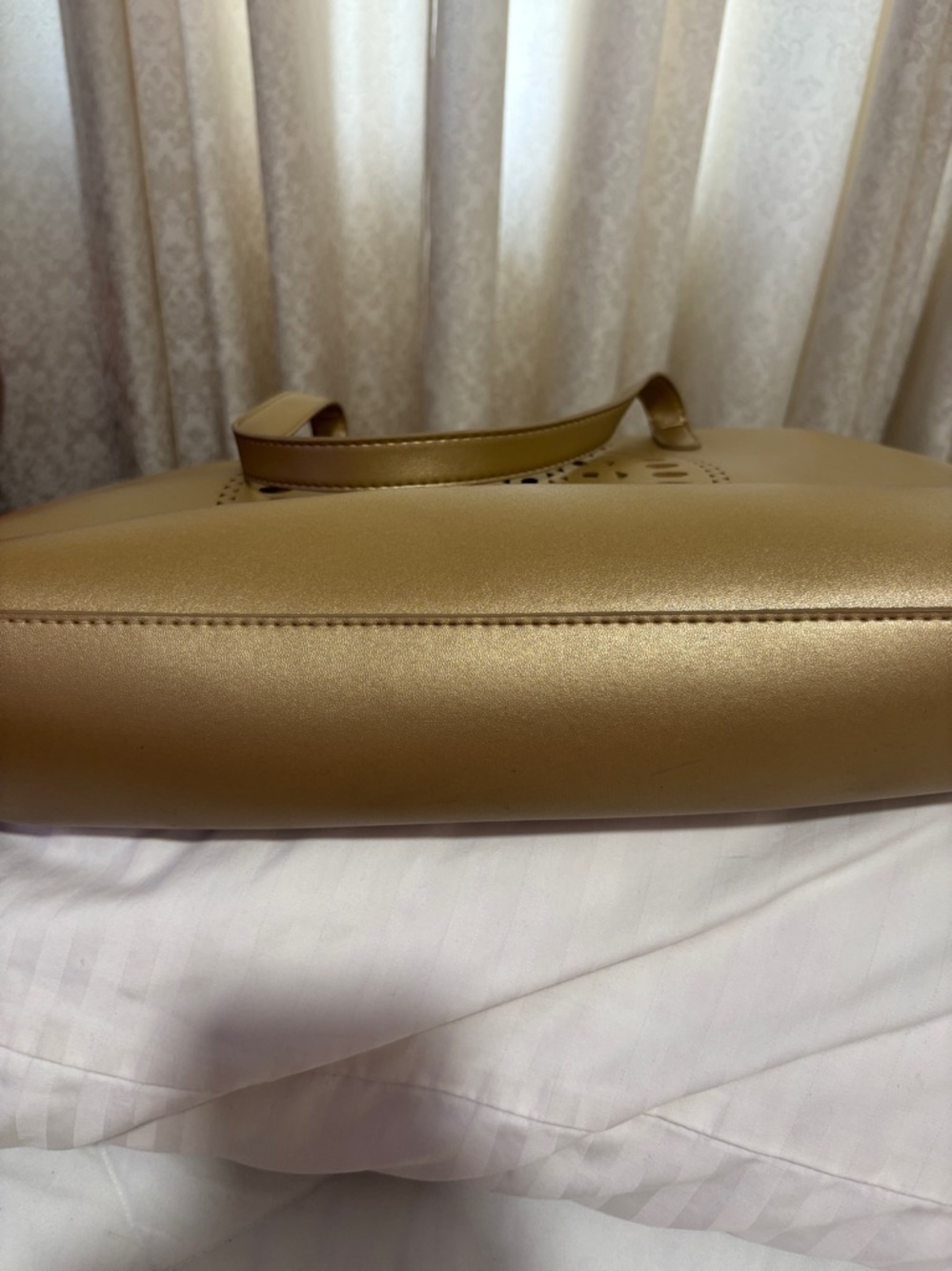 Neiman Marcus Metallic Gold Laser-Cut Tote - Picture 4 of 6